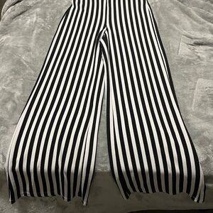 Black and White Striped Women's Pants